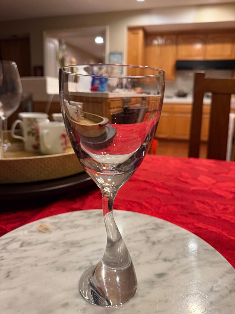 Vintage discontinued Nambe Clear Twisted Stem Wine Glass 8”